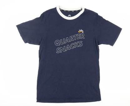 Nike Men's Blue Crew Neck T-Shirt, Size S, Cotton