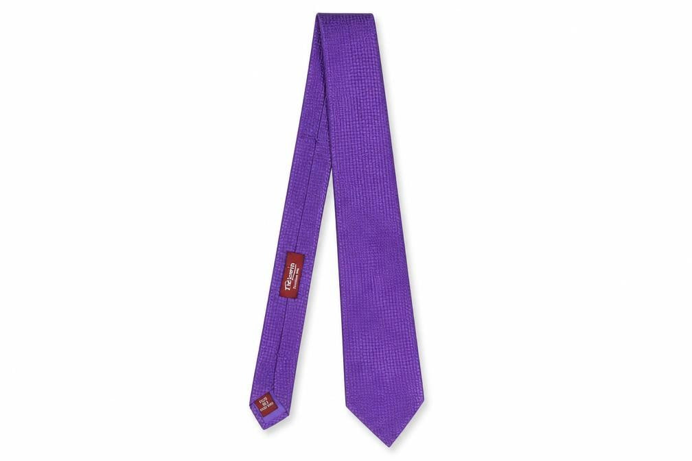 T.M.Lewin Men's Purple Silk Geometric Tie