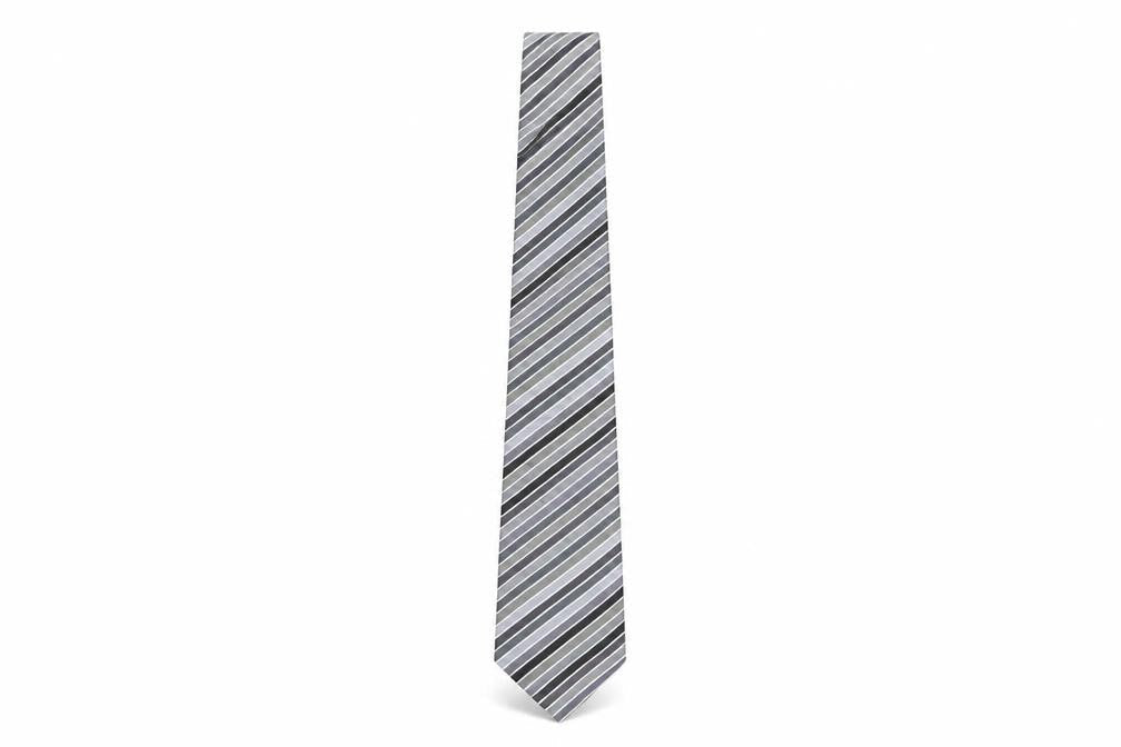 Charles Tyrwhitt Men's Grey Striped Silk Tie, One Size