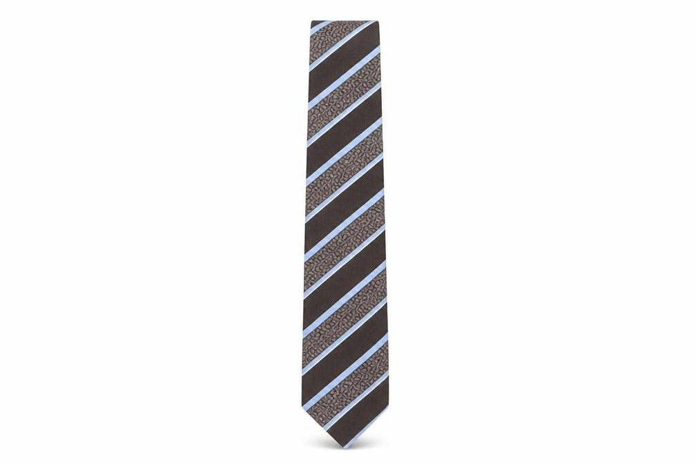 Jeff Banks Men's Brown Striped Slim Silk Tie