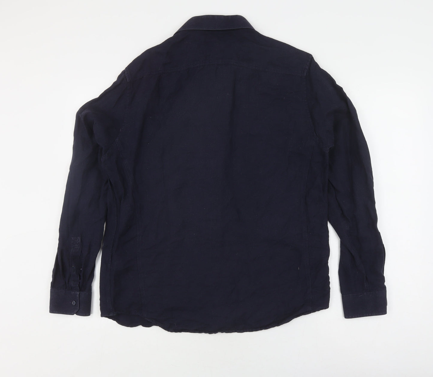 Reiss Men's Blue Long Sleeve Button-Up Shirt L