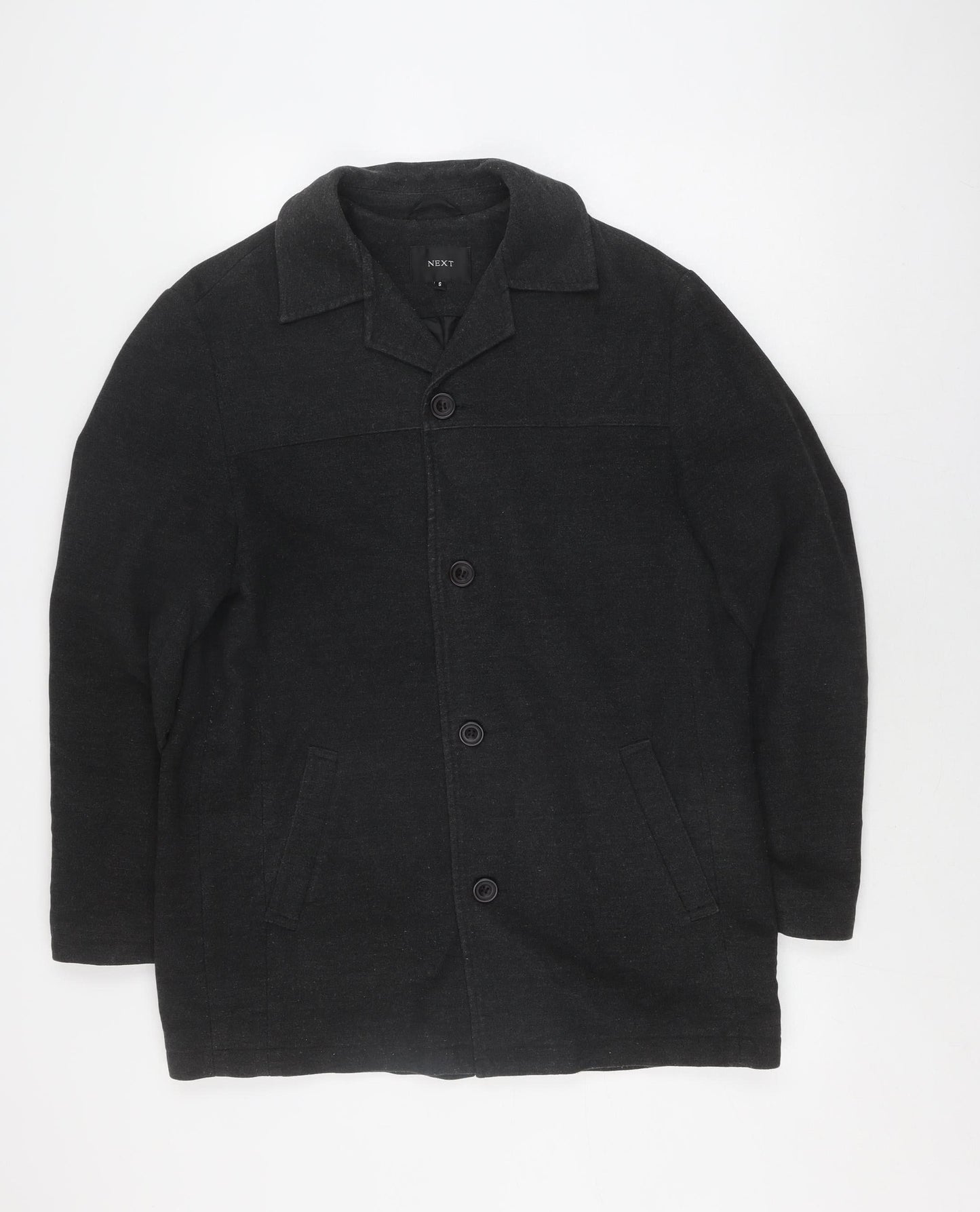 Next Men's Grey Wool Overcoat Jacket, Size S