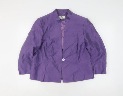 Country Casuals Purple Women's Blazer Size 16 Linen Shawl Collar