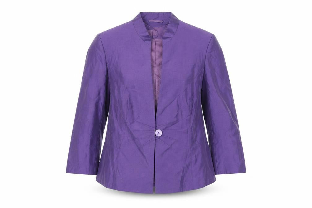 Purple Women's Blazer Size 16 Linen Shawl Collar