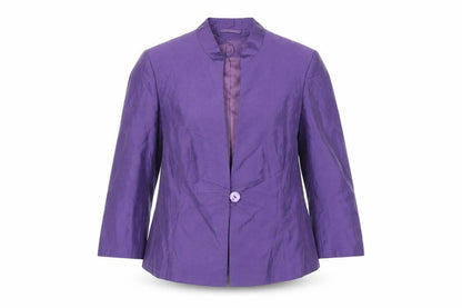 Country Casuals Purple Women's Blazer Size 16 Linen Shawl Collar