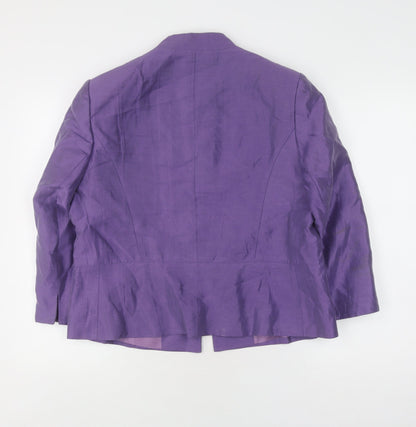 Country Casuals Purple Women's Blazer Size 16 Linen Shawl Collar