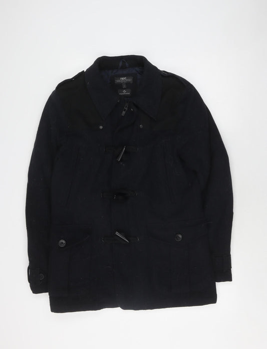 Next Men's Black Wool Duffle Coat, Size S, Mid-Length