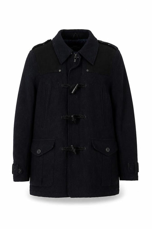 Next Men's Black Wool Duffle Coat, Size S, Mid-Length