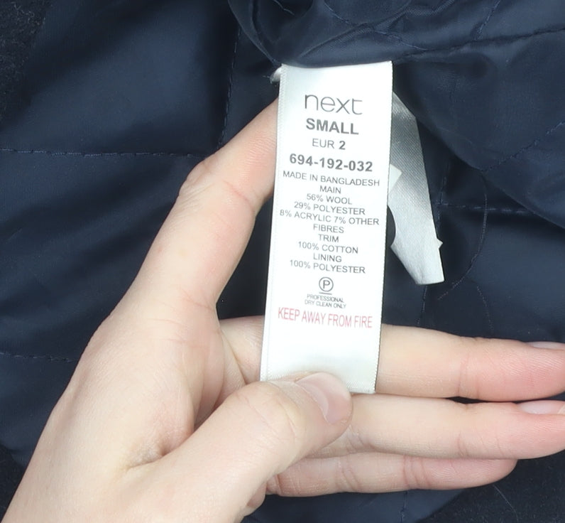 Next Men's Black Wool Duffle Coat, Size S, Mid-Length