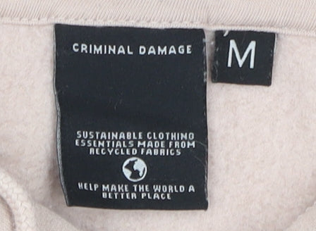 Criminal Damage Men's Beige M Hooded Pullover Logo Hoodie