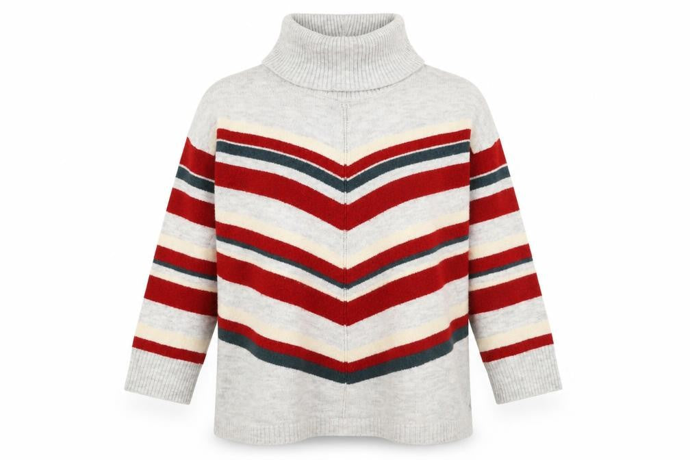 Monsoon Women's XL Striped Roll Neck Jumper Grey