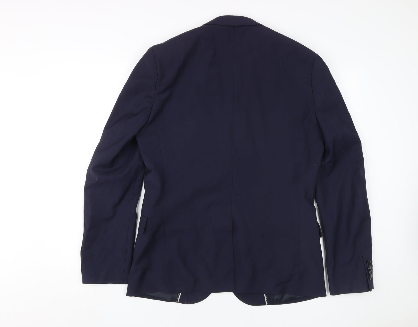 H&M Men's Blue Slim Blazer 40R Two-Button Wool Blend