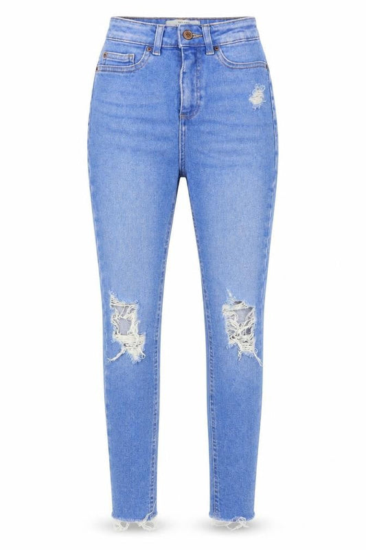 New Look Women's Blue Skinny Jeans - UK 6, Distressed