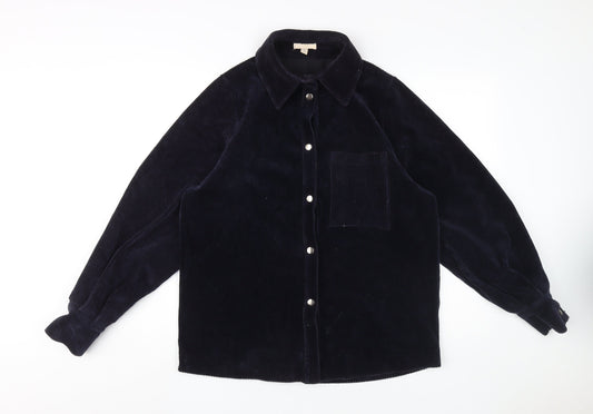 H&M Women's Blue Corduroy Button-Up Shirt, UK 8