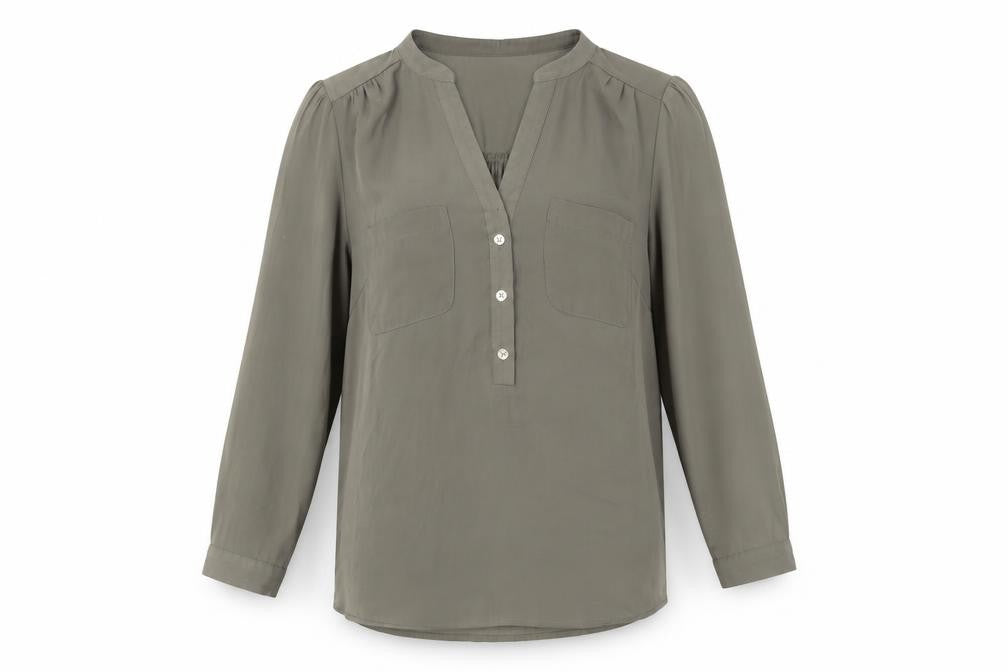 Oasis Women's Grey Blouse Size 8 V-Neck Casual