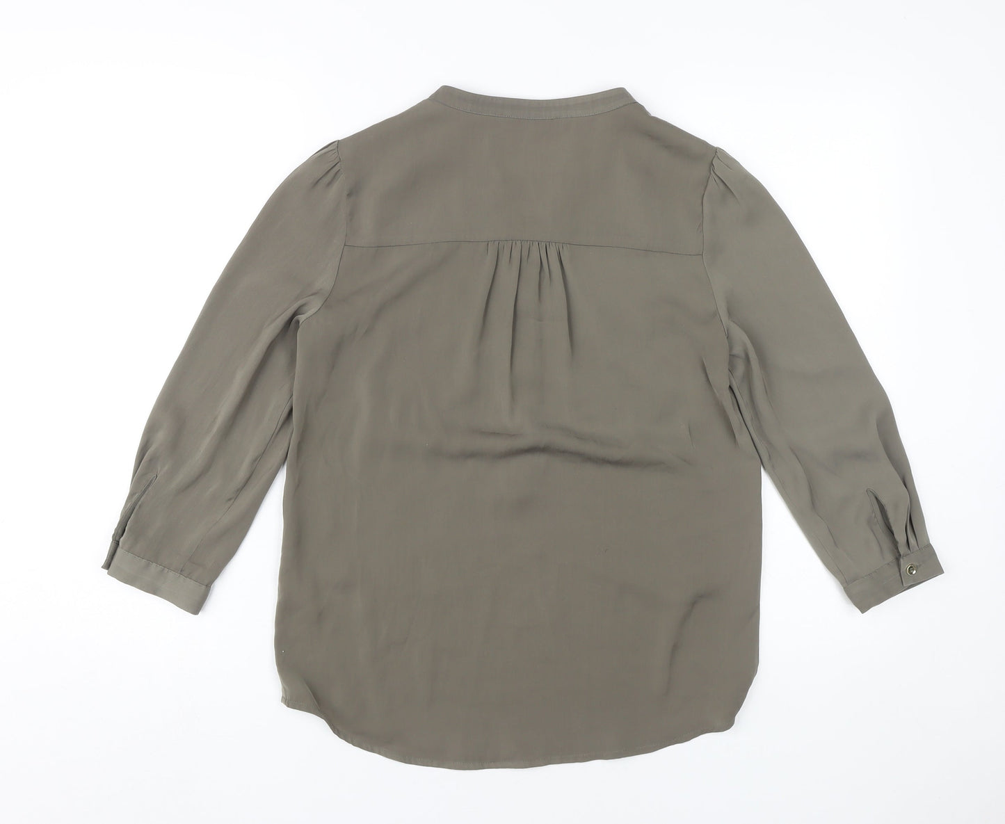 Oasis Women's Grey Blouse Size 8 V-Neck Casual
