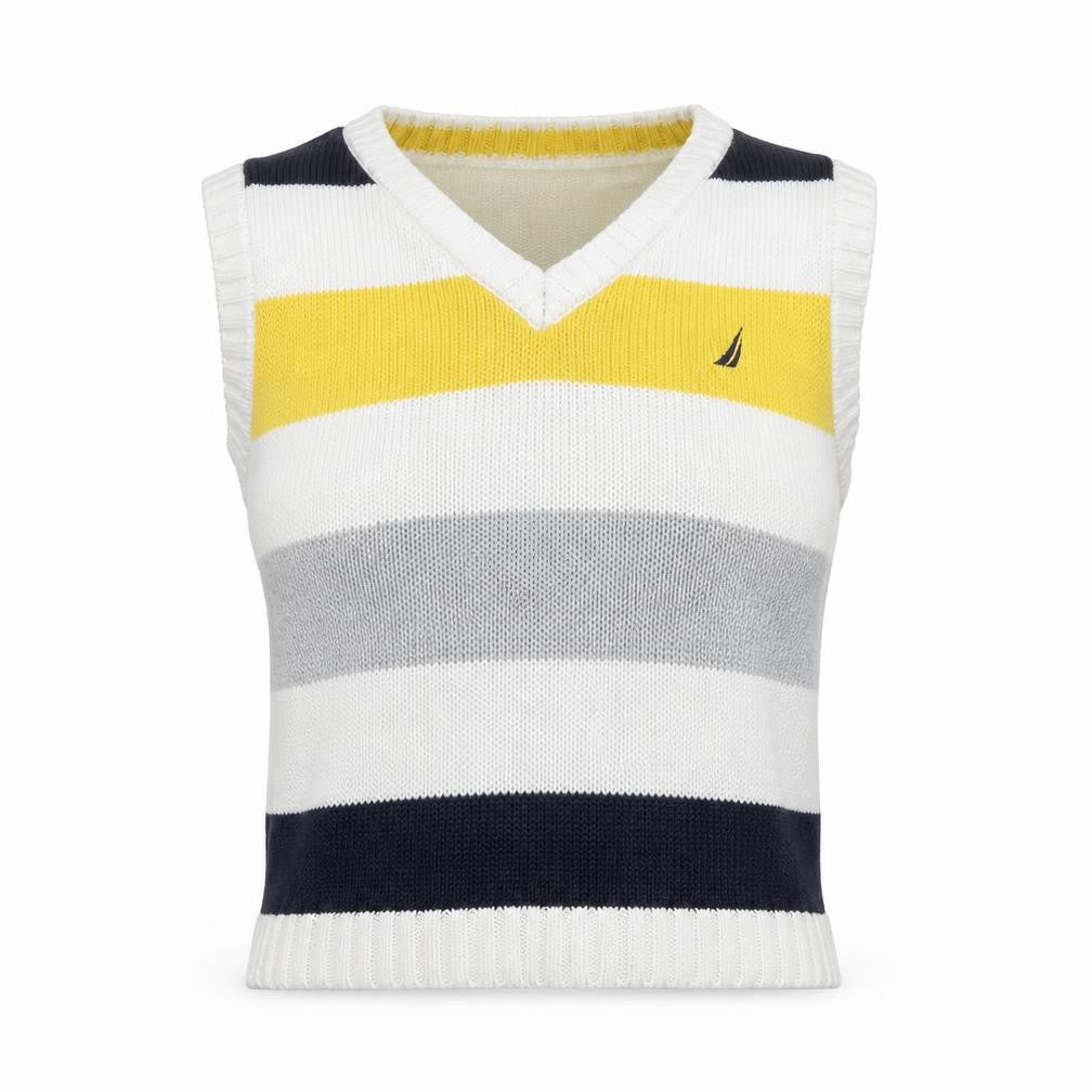 Nautica Unisex Multicoloured V-Neck Knit Vest, Size 4