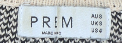 PREM Women Beige Star Pattern Cotton Pullover Jumper UK 8