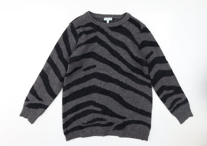 JoJo Maman Bébé Women's Grey Animal Print Pullover M