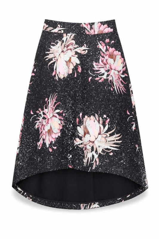 Next Women's Black Floral A-Line Knee Length Skirt