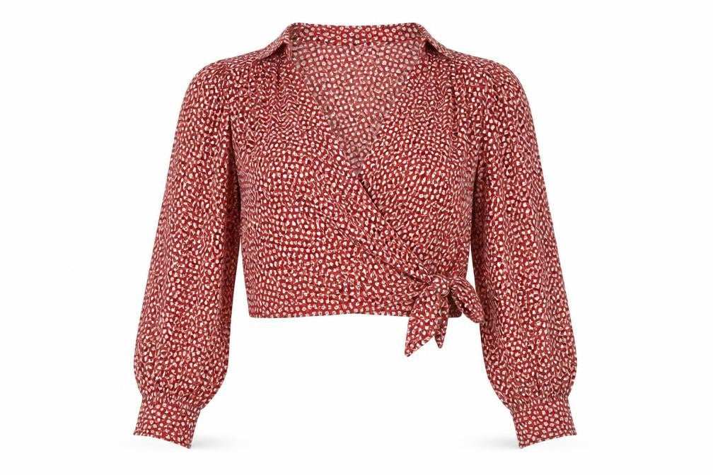 Wednesday's Girl Red Floral Cropped Blouse - Small