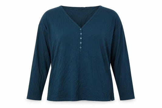 Bush Women's Blue V-Neck Long Sleeve T-Shirt L