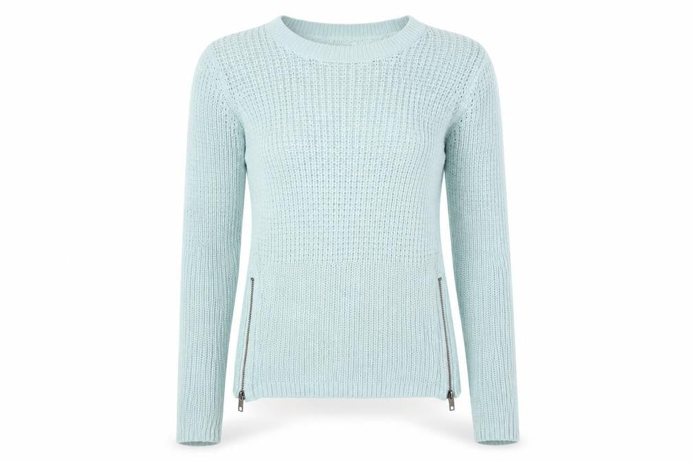 Vila Women's Blue XS Pullover Jumper with Zip Accents