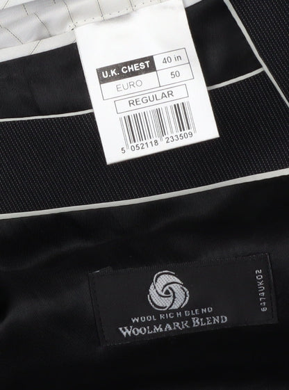 Jeff Banks Men's Black Wool Suit Jacket, 40 Regular