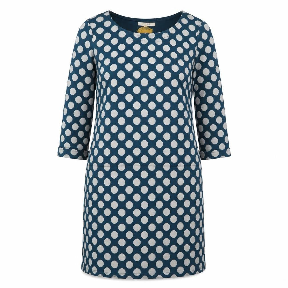 White Stuff Women's Blue Polka Dot Shift Dress, Size 8