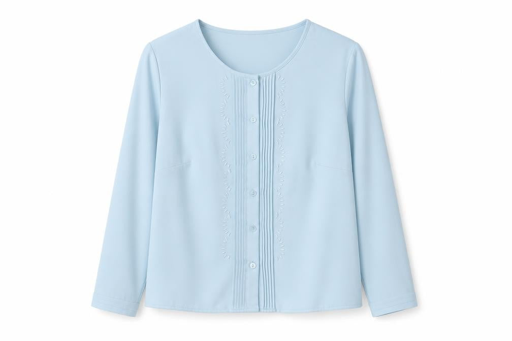 Eastex Women's Blue Blouse Size 12, Button Accent