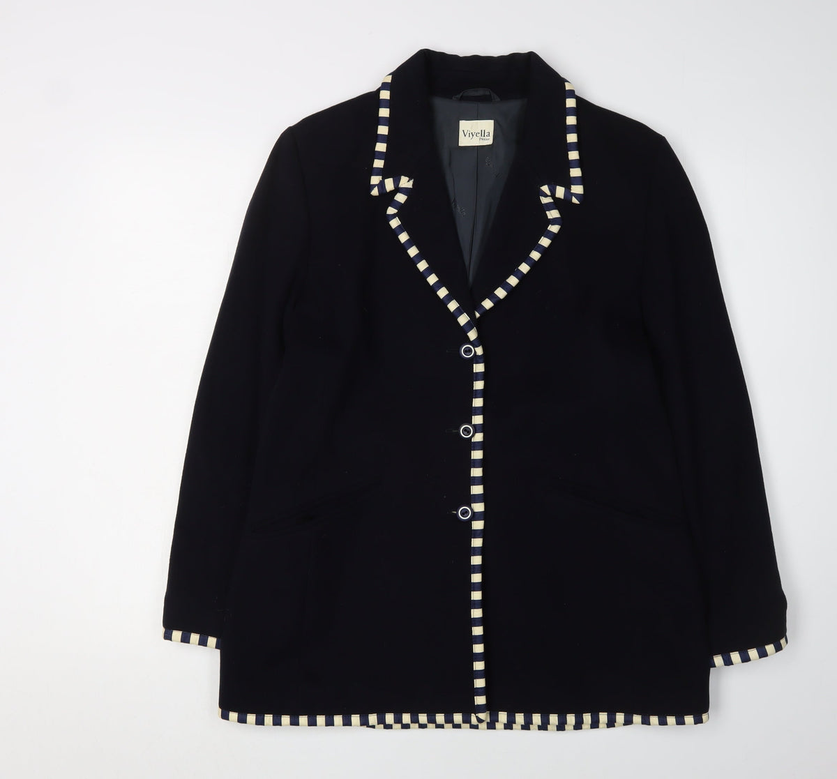 Viyella Women's Black Blazer UK 10 Wool Cashmere Petite