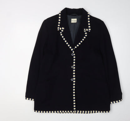 Viyella Women's Black Blazer UK 10 Wool Cashmere Petite