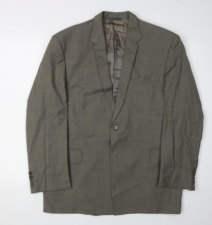 Additional front view of Jaeger Men's Green Check Wool Blazer - Size 48S