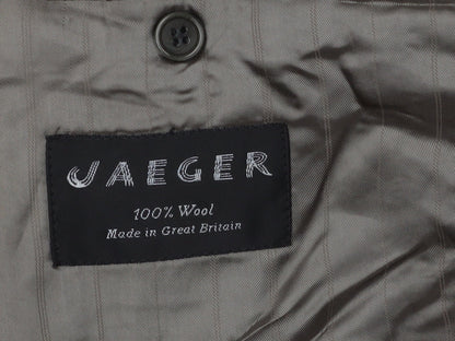 Close-up detail of Jaeger Men's Green Check Wool Blazer - Size 48S