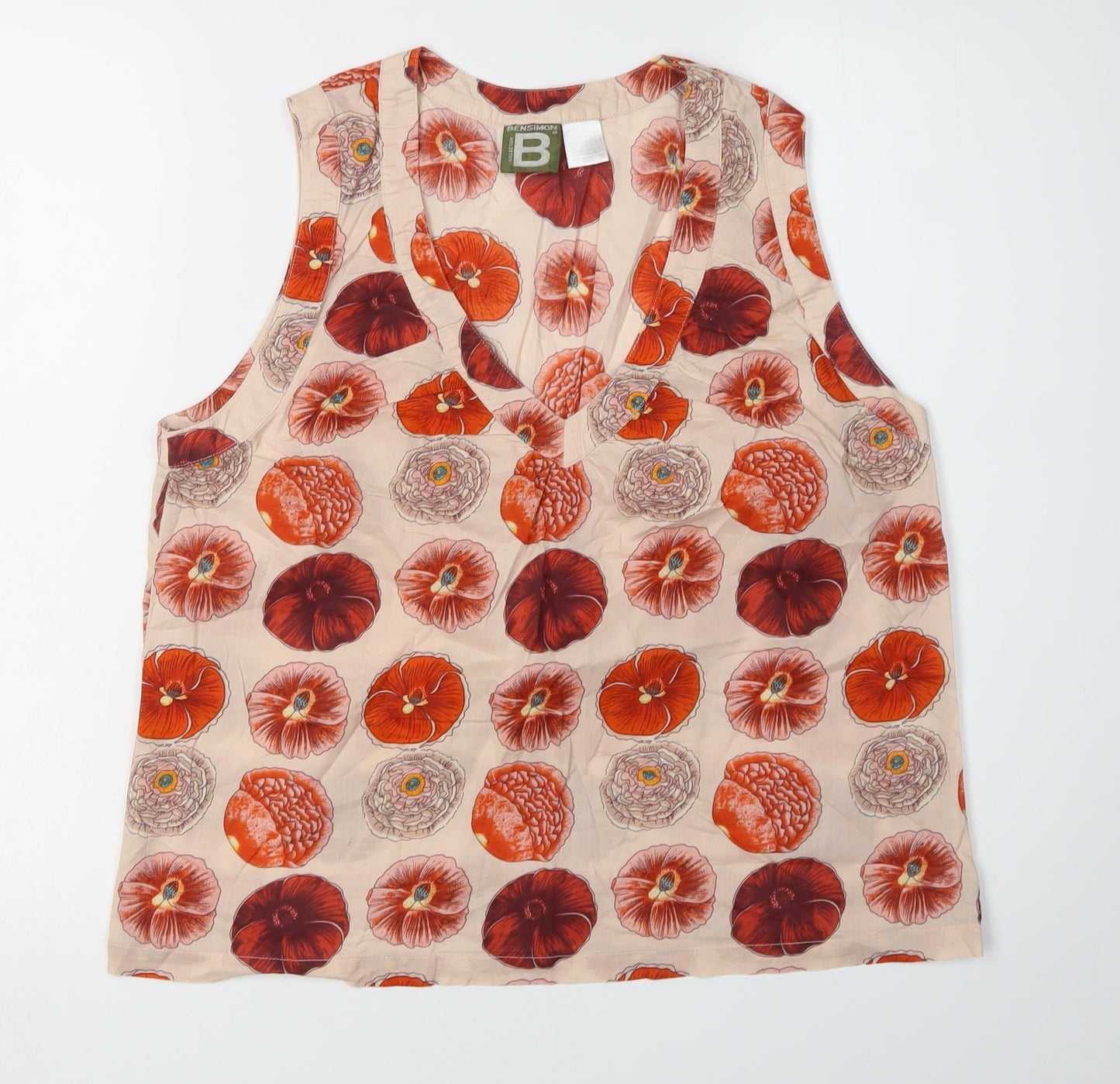 Bensimon Women's Beige Floral Tank Top Size 14