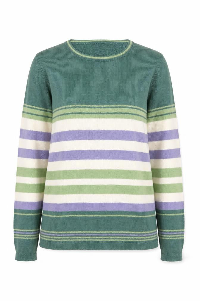 Honor Millburn Women's Green Striped Pullover, Size 10-12