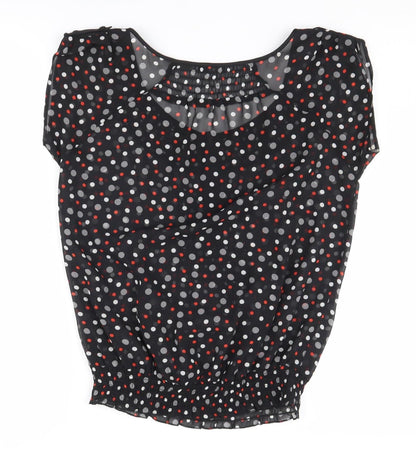Jasper Conran Women's Black Polka Dot Blouse Size 8