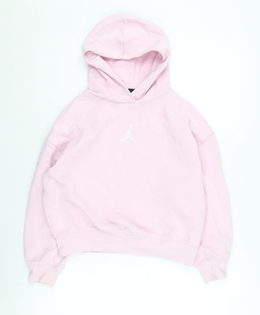 Jordan Girls Pink Hoodie, 10-12 Years, Pullover, Logo Accent