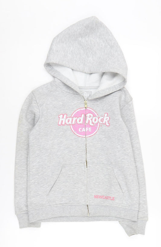 Hard Rock Cafe Girls Grey Full Zip Hoodie M with Logo