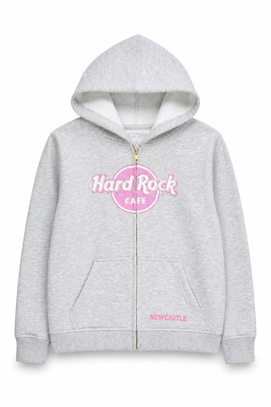 Hard Rock Cafe Girls Grey Full Zip Hoodie M with Logo