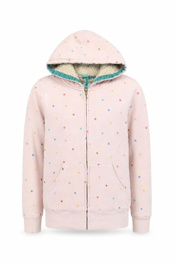 Boden Girls Pink Polka Dot Full Zip Hoodie 11-12 Years