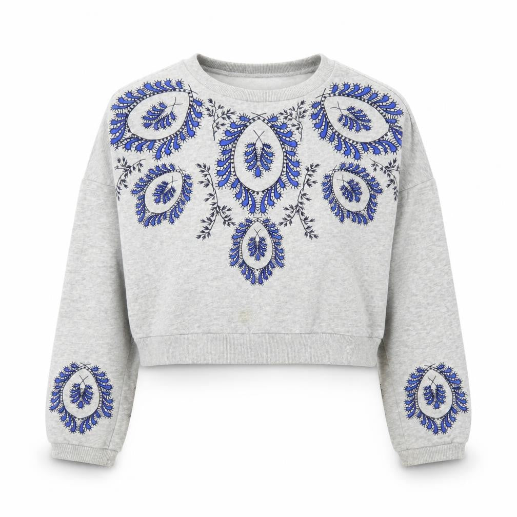 H&M Women's Grey Embroidered XS Sweatshirt