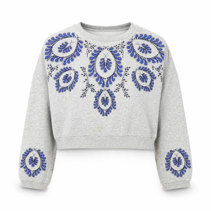 H&M Women's Grey Embroidered XS Sweatshirt