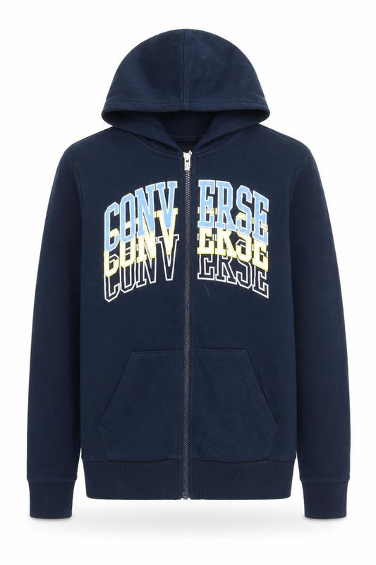 Front view of Converse boys’ blue full zip hoodie -, size 12-13, years