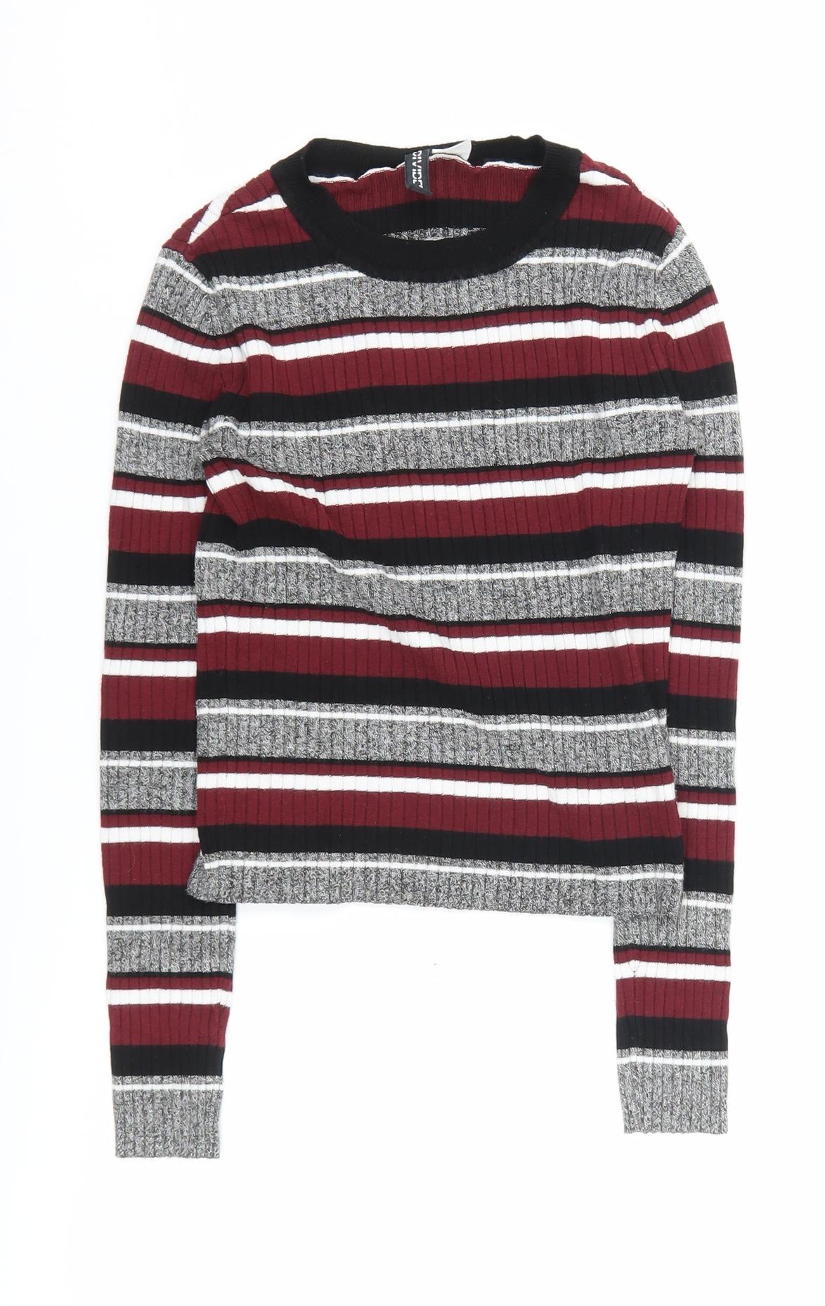 H&M Women's Multicoloured Striped Pullover Jumper XS