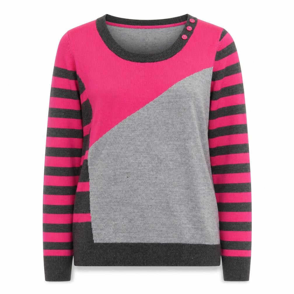 Per Una Women's Grey Striped Pullover Jumper Size 12
