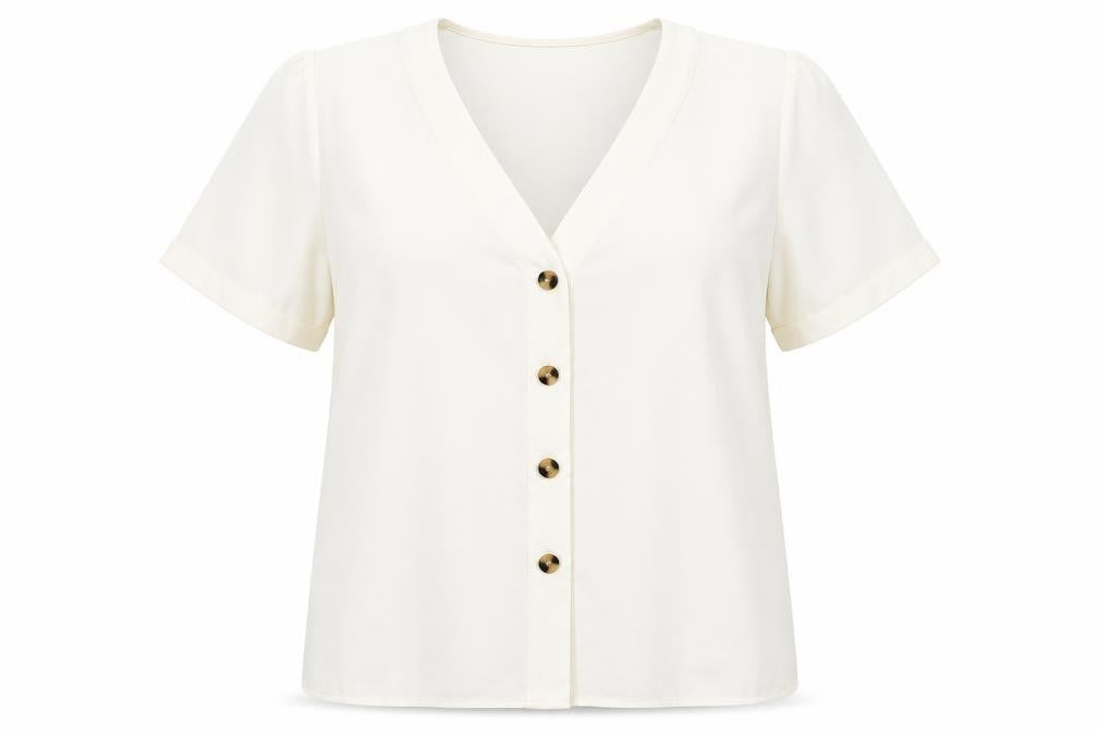 Michelle Keegan Women's White Button-Up Size 14 Short Sleeve