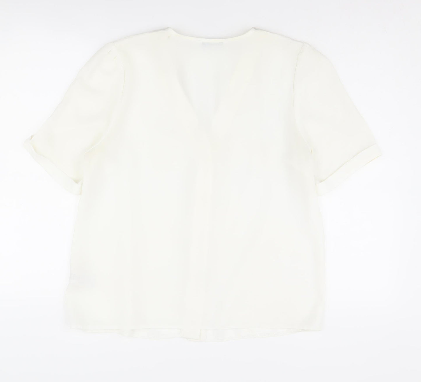 Michelle Keegan Women's White Button-Up Size 14 Short Sleeve