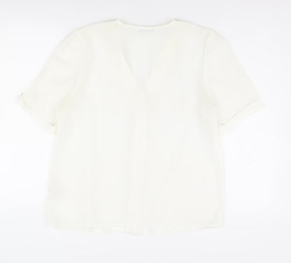 Michelle Keegan Women's White Button-Up Size 14 Short Sleeve
