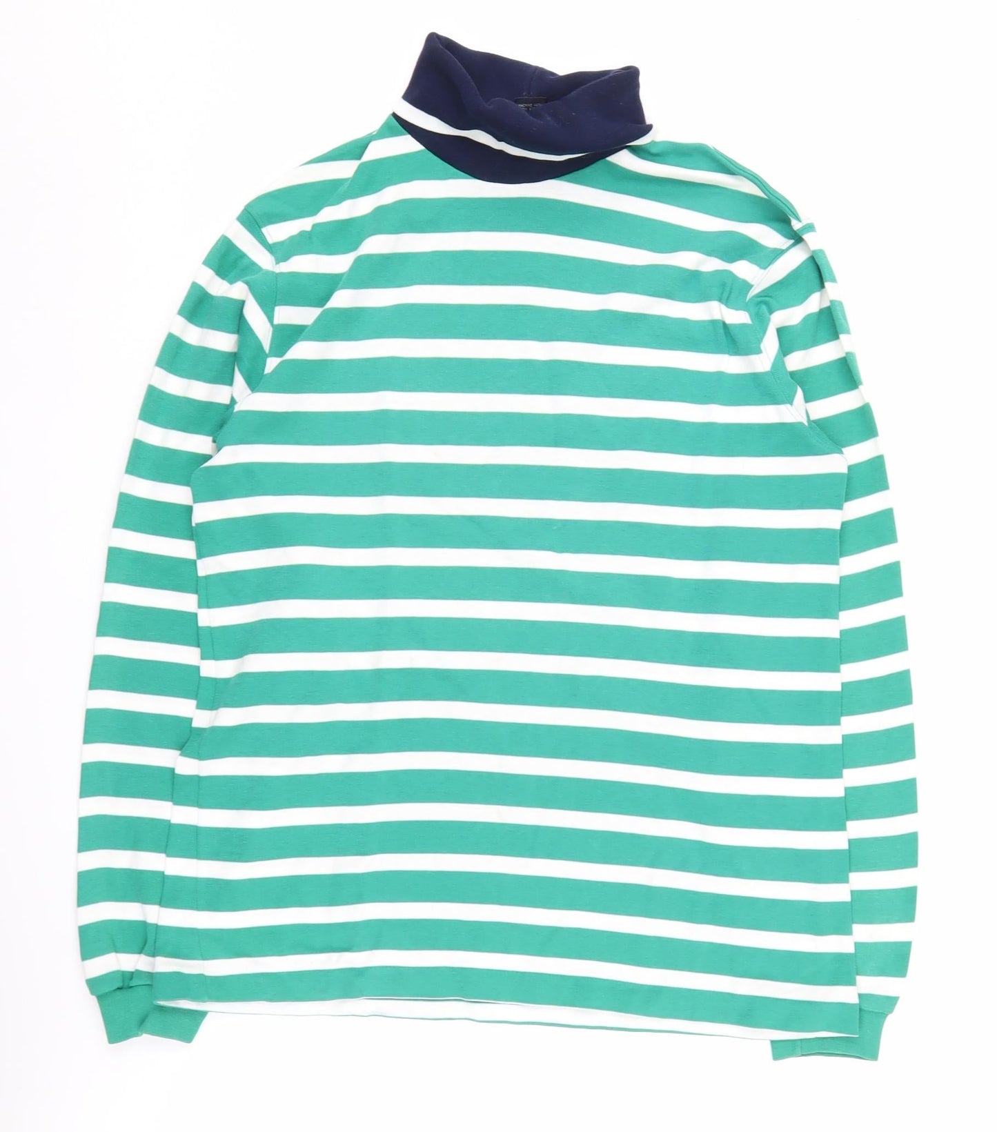 Lands' End Men's Green Striped Pullover Sweatshirt, M